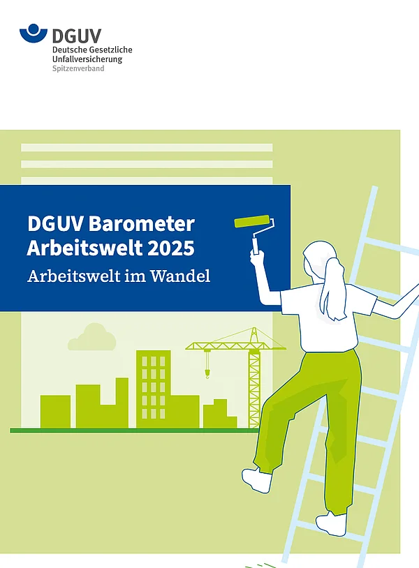 Cover der Broschüre: Eine illustrierte Frau als Malerin auf einer Leiter malt den Hintergrund, auf dem der Titel steht.