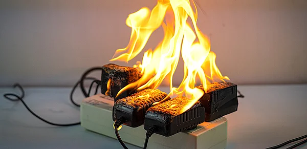 Brennende Mehrfachsteckdose